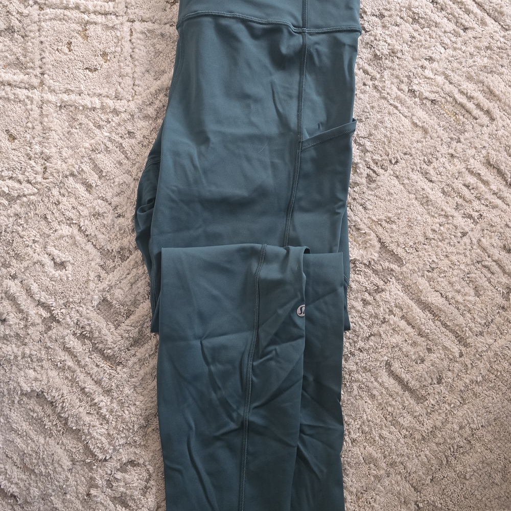 EUC LULULEMON Fast And Free 25" Leggings Green Jasper